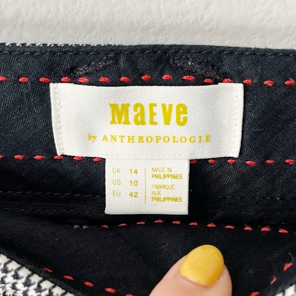 Maeve by Anthropologie Essential Slim Kick Flare Pant Houndstooth Black Size 10 - Picture 10 of 12
